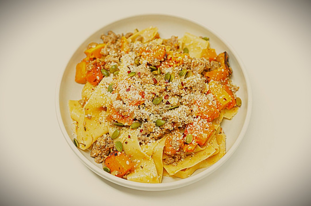 Fresh Pasta: Hand Cut Pappardelle with Butternut Squash and Sausage