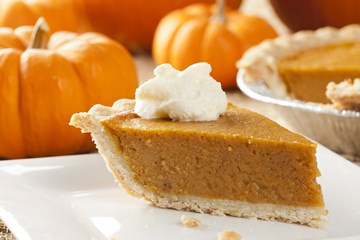 A slice of Sunset Foods’ scratch-made pumpkin pie for Thanksgiving.