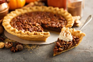 A classic pecan pie with a rich filling.