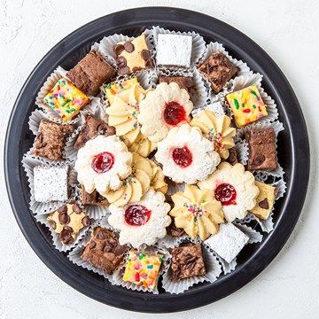 Thanksgiving cookie tray from Sunset Bakery with assorted shortbread and festive cookies.